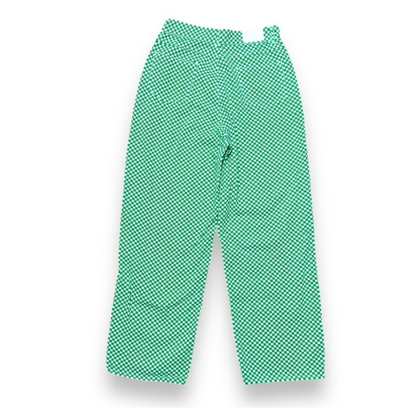 Shekou Green Checkered Straight Leg High Rise Jeans Womens Size Large NWT Preppy - Picture 2 of 16
